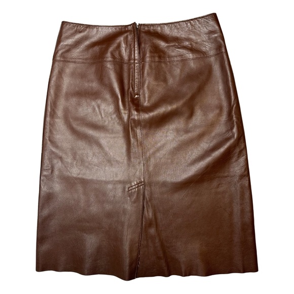 BEBE Skirts| Y2K Vintage Chocolate Brown 100% Leather Pencil Skirt Size 6 - Picture 2 of 4
